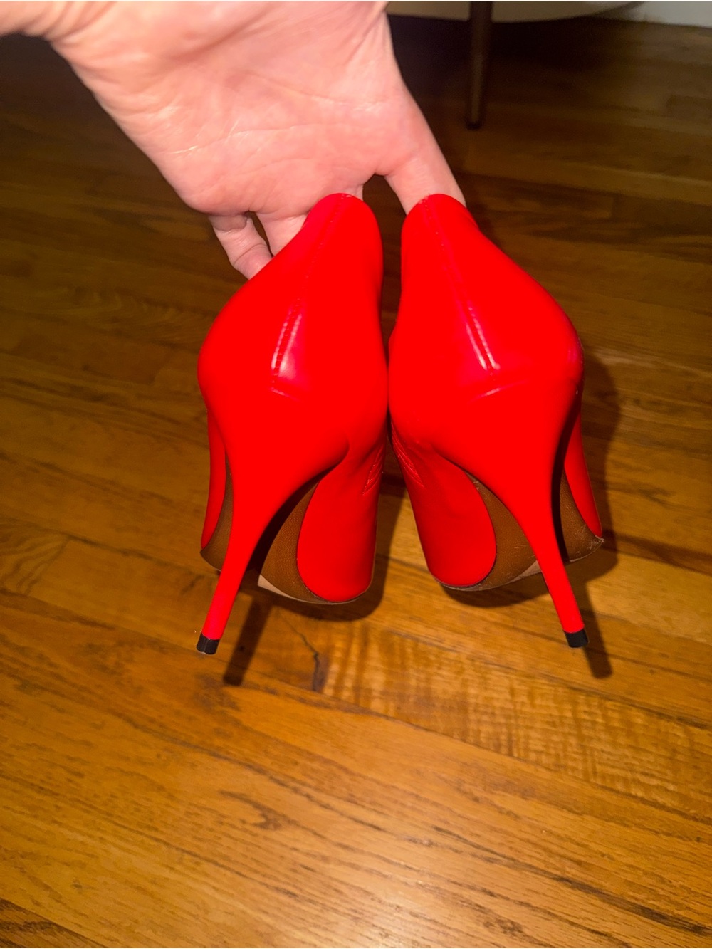Tabitha Simmons Red Pointed Leather Pumps - Picture 3 of 3